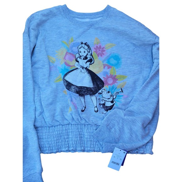 Women's Large Disney Alice and Wonderland Graphic Sweatshirt - Heather Gray - Picture 5 of 7